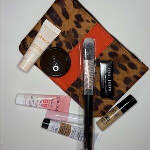 Mini makeup bundle with leopard print makeup pouch